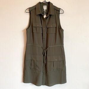 HAUTE HIPPIE Military Olive Green Shirt Button Up Dress
